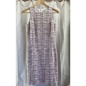 Ann Taylor LOFT | Dress Tweed Sleeveless‎ Knee Length Pink Black Pockets Size 0